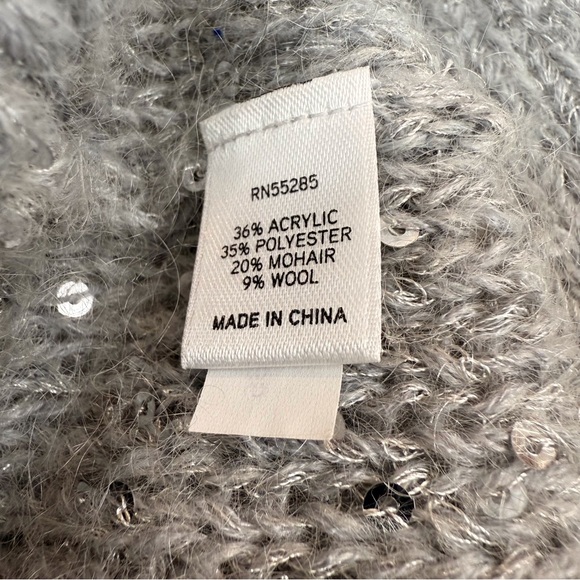 Express Gray Sequined Long Sweater - Picture 12 of 16